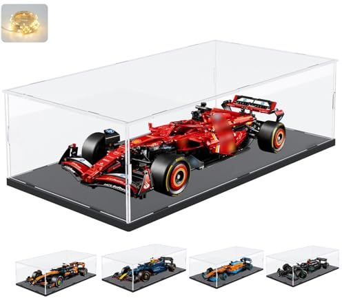 Vitrine Acrylique 3MM pour Lego F1 Ferrari SF-24 42207 F1 Oracle Red Bull RB20 42206 Voiture F1 1/8 42228 MCL39 42171 42141 Collection, Épaissie Boite Transparente Vitrines, Noir Intérieur 70x30x20cm