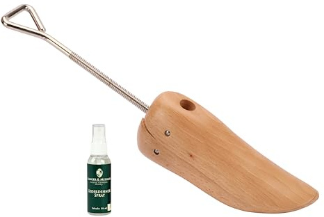 Langer & Messmer alargador de zapatos y botas para la puntera de los hombres contra la presión de los zapatos - de madera maciza de haya incl. spray alargador de cuero 50ml