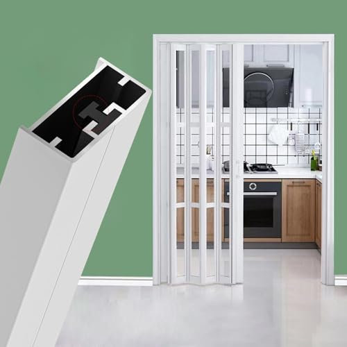 LZMZMQ Falttür Innentüren Schiebetür Weiß Akkordeon Schiebetür 2M - 2.3M Hoch, Haus Interieur Waschküche Schrank Türen/Jalousie Temporäres Tor Für Wohnung Küche Trennwand, Faltbar/Mattiert Klar