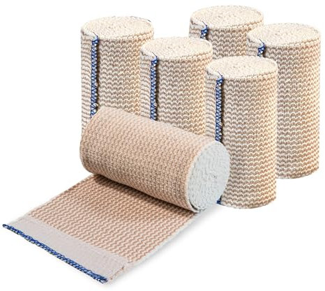 VARKAGE 6 Rollen Premium Elastische Bandage Elastische Bandage Kohäsive Fixierbinde Kompressionsbinde Sportbandage Mullbinden für Knöchelunterstützung Arm- Bein- oder Brustkorbverletzungen