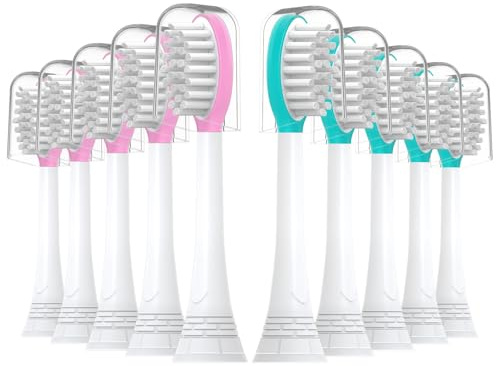 CILGEWH Ersatz-Zahnbürstenköpfe für Philips Sonicare elektrische Zahnbürste, weicher Bürstenkopf für Kinder ab 7 Jahren, für Jungen und Mädchen, 5 Rosa + 5 Blau, 10 Stück