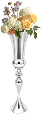 Vase de sol, pour branches décoratives, moderne, en métal, argenté, grand vase à fleurs, décoration d'intérieur, 74 cm de haut
