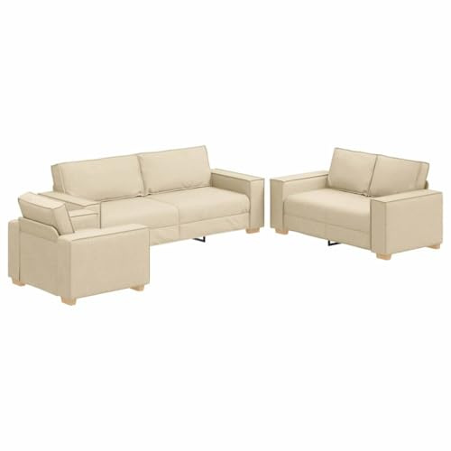 vidaXL Conjunto de Sofá Moderno de Tela Sala de Estar con Asientos Cómodos para 6 Personas Estilo Elegante Material Que Respira Sofá Resistente Disponible en Crema y Múltiples Tamaños Oficina So