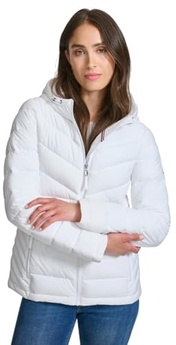 Tommy Hilfiger Essential Lightweight Packable Puffer Jacket Cappotto Alternativo in Piuma, Bianco, Large Donna