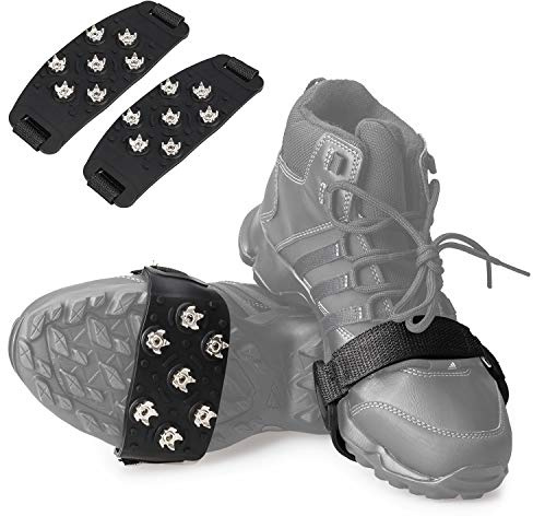 Crampons à Neige pour Chaussures, Crampons pour Chaussures de Randonnée, Crampon Antidérapants, Crampon pour Chaussure d'hiver, pour Pelleter Neige, Randonnée, Chasse et Travaux Extérieurs (1 Paire)