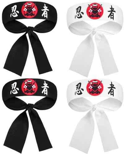 YSNOOWE 4 Bandeaux Japonerie en Polyester Accessoires la Mode pour Karaté et Costume pour Hommes et Femmes