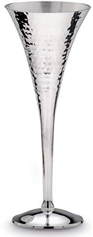 Champagnerkelch 22 cm schwer versilbert gehämmert - handgefertigter Trinkkelch mit Stiel & Standfuß - edles Sektglas als Unikat für Festlichkeiten, Dinner, Sektempfang & Jubiläum