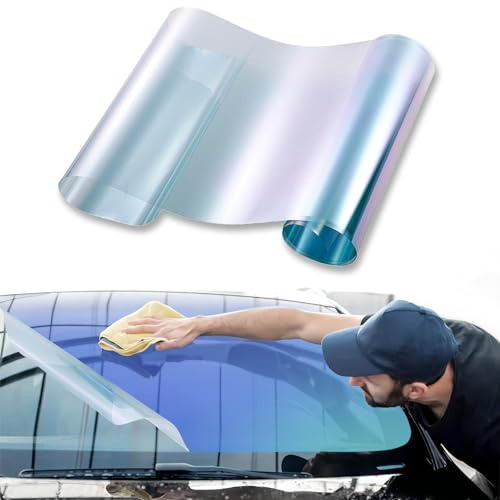 XhuangTech Teintes de voiture pour fenêtre, 70 % VLT bleu, 76,2 x 300,7 cm, teinte pour pare-brise avant, blocage de la chaleur, film d'intimité unidirectionnel pour fenêtre de voiture, bleu caméléon