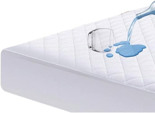 IMFAA Protector de colchón acolchado impermeable, funda de colchón transpirable con falda elástica de 40 cm de profundidad, protector de cama acolchado suave, protector de colchón lavable a máquina