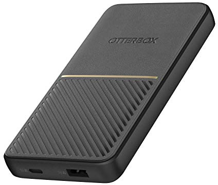 OtterBox Fast Charge Power Bank, 10,000 mAh Portable Charger with USB-A 18W and USB-C 18W Output, LED Indicator, Slim, Durable Design with Drop Protection, Black