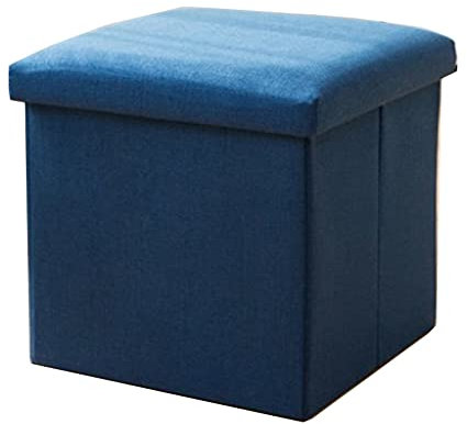 YURRO Piccolo sgabello ottomano contenitore pieghevole a gradino, panca per scarpe, baule giocattolo poggiapiedi cubo per articoli vari scatola portaoggetti con coperchio, blu scuro, XS: 25 x 25 x 25
