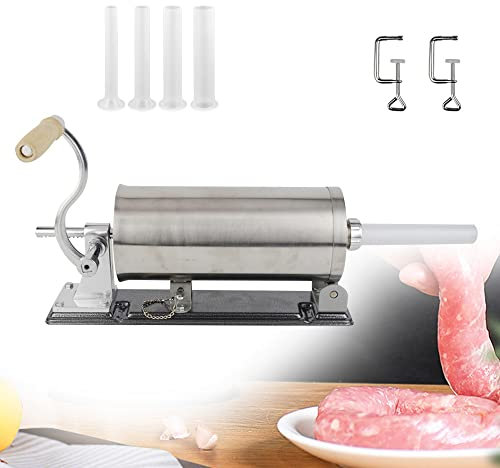 3L Wurstfüller Manuell Edelstahl Wurstfüllmaschine Wurstpresse Handgemachte Würste mit 4 Füllrohre für den Haushalt