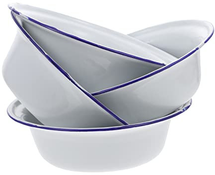 KICHOUSE 4stücke Emaille Suppenschüsseln Praktische Und Kreative Emaillebecken Für Haushalt Vielseitige Verwendung Als Servierschalen Obstschalen Für Suppen Und Snacks