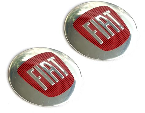 2 adesivi FIAT con logo Stile auto Diametro 60 mm Per tuning auto, coprimozzi, tappi di copertura Adesivi con emblema Protezione in silicone trasparente (2 pezzi)