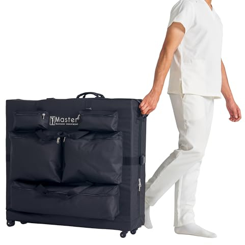 Master Massage Universal Size Wheeled Massage Table Carry Case with Wheels, Oversized Carrying Bag for Foldable Massage Bed with Castors-Fits 68-82cm Width Folding Massage Table- Black.