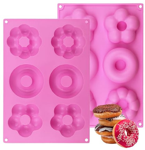 Xeihuul Stampo Per Ciambelle In Silicone - Teglia A Forma Di Per 6 Ciambelle, Teglia Per Ciambelle In Silicone Antiaderente Per Cuocere Ciambelle, Torte, Biscotti, Adatta Al Microonde