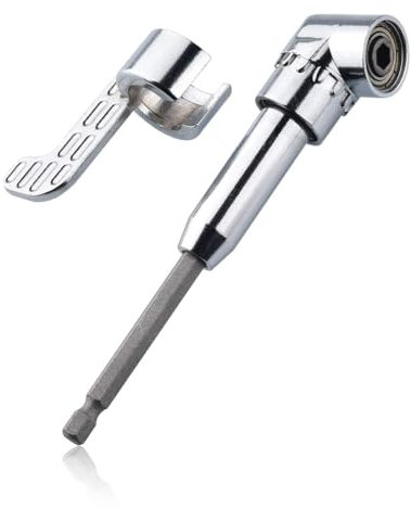 DEWIN 1/4Inch Right Angle Drill Adapter, 105° Electric Screwdriver Angled Drill Extension Bit Adapter with 1/4in Long Hex Shank Chrome Vanadium Steel for Tight Corner Workspace