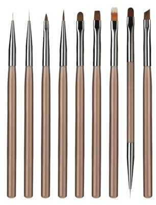 TPZORJX 9 pezzo pennelli - per unghie in gel set di pennelli per unghie, pennello per smalto gel pennello per unghie acrilico kit per nail art pennello acrilico fineliner crea le tue unghie