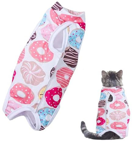 XURJUMI 1 Traje de recuperación profesional para heridas abdominales o enfermedades de la piel, traje de recuperación de cirugía de gato Suave, Alternativa Collar Isabelino Gatos (L)