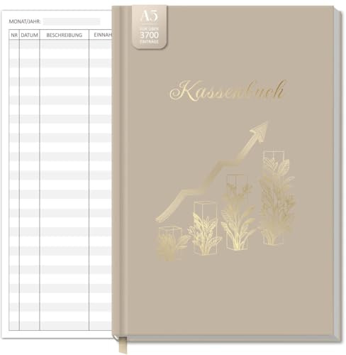 BIROYAL Kassenbuch A5-120 Seiten Haushaltsbuch, Budget Planner & Kassenbücher - Einnahmen Ausgaben Buch - Haushaltsbuch zum Eintragen - Kassenbuch Kleinunternehmer- Budgetbuch Finanzplaner