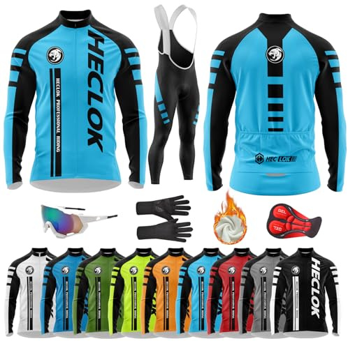 Thermal Cycling Suit for Men - Winter Windproof 2-in-1 Set with Fleece Jersey & 9D Padded Bib Tights, Cold Weather Bicycle Clothing (TYP-4,L)