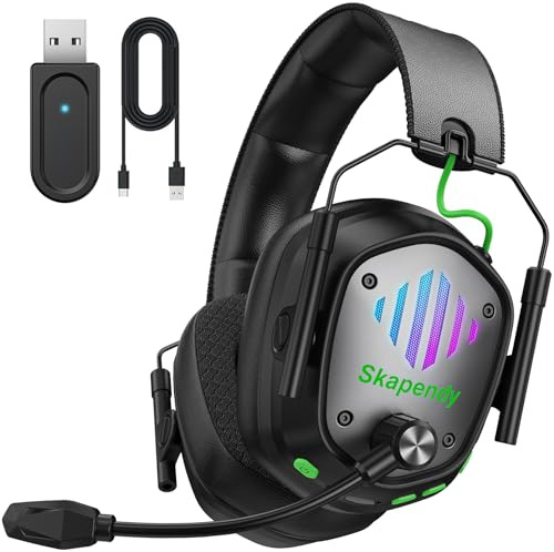 SKAPENDY Wireless Gaming Headset for PS5, PS4, PC, Switch – 2.4GHz & Bluetooth Headphones with Mic, 20ms Low Latency, 3D Stereo Sound, ENC Noise Canceling, RGB Lighting, 50H Battery Life