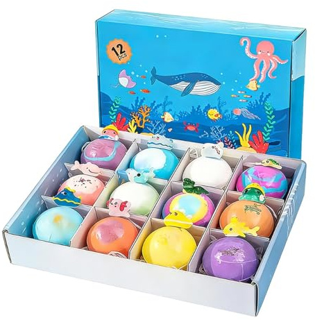 Bouillottes SPA - 12 Pièces Animaux Marins Gommage Corps Moussant - Bain effervescent pour une expérience apaisante - Jeu Soins Spa Détente Maison Voyage Salle Bain Hôtel