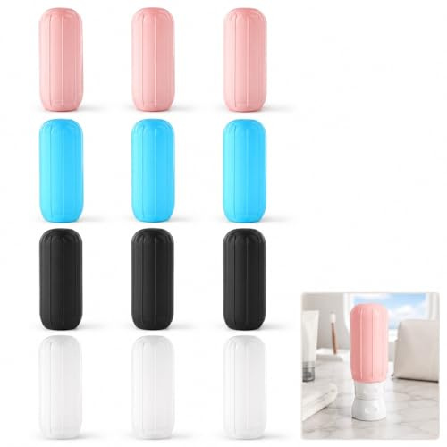 12 Pack Reusable Silicone Leak Proof Bottle Sleeves for Travel Toiletries | Flexible snug fit, stops leaks, easy to clean, fits most toiletry bottles, ideal for shampoo, cosmetics & travel use