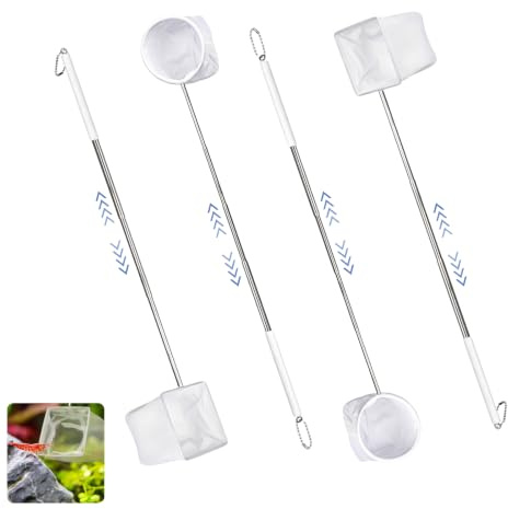 Galenecx 4 Pièces Épuisette Aquarium, Mini à Manche Télescopique