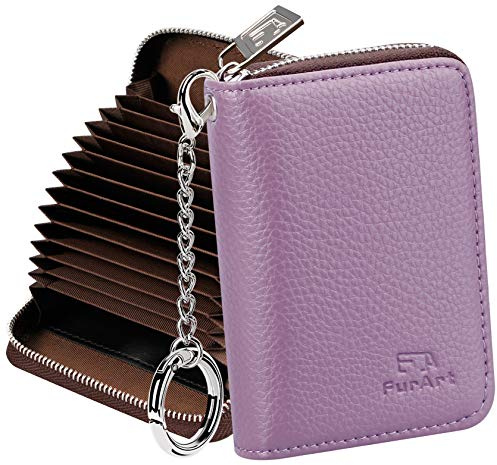 FurArt Kreditkartenetui für Damen und Herren, RFID Schutz, 14 Fächer,Schlüsselanhänger,Reißverschlussetui