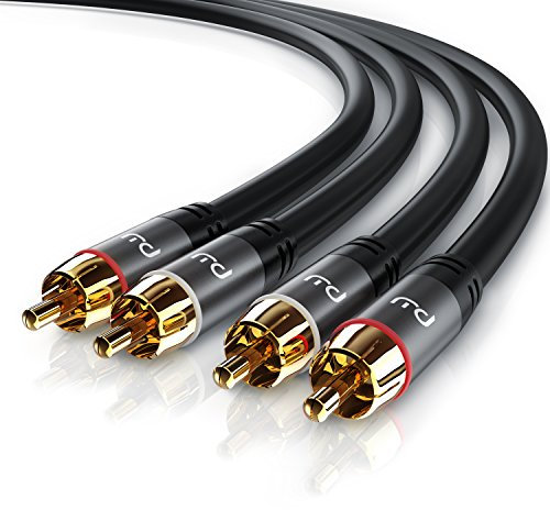 CSL - Stereo Cinch Audio Kabel - 3m - 2x Cinch zu 2x Cinch Audiokabel - AUX Eingänge - Metall-Stecker vergoldet Kabel doppelt geschirmt - 2 Fach Cinch-Kabel