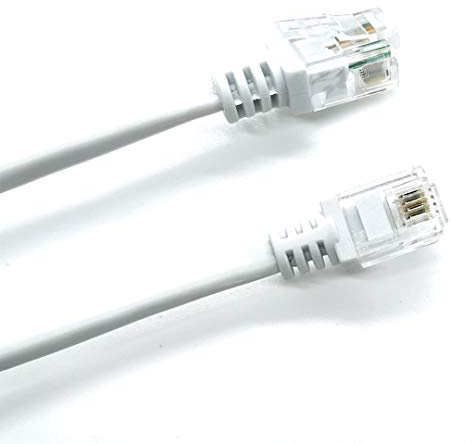 ASNQ ADSL Cable 20m - RJ11 to RJ11 - High Speed Broadband Cable for Modem to Phone Socket - White