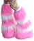 YILEEGOO Womens Faux Fur Fuzzy Leg Warmers Warm Fuzzy Rainbow Boot Sleeves Boot Covers Cuff Fluffy Rave Music (A Pink White, One Size)