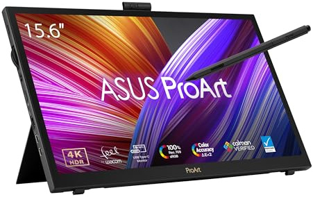 ASUS ProArt PA169CDV - 15,6 Zoll Stift-Display - 4K UHD 3840x2160, Wacom EMR, ProArt Pen, 100% sRGB, 10-Punkt Touch, Calman, DisplayHDR 400 - IPS, 16:9, 10-bit, entspiegelt, 15W USB-C, HDMI, Speaker