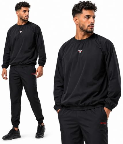 Mytra Fusion Bastu Svettdräkt Viktminskning Fitness Gym Träning Boxning Träning Heavy Duty 100% vattentät Bastu Sweat Track (Black, L)