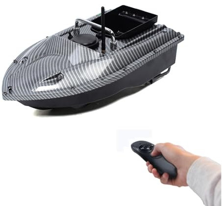 Chynalys 500M Köder Boot Angeln, Futterboot Köderboot Angelköderboot mit LED-Licht und Antenna, 1,5KG Beladung Angelköder-Boot Fernbedienung Wireless Einhandsteuerung für Angeln (Schwarz)