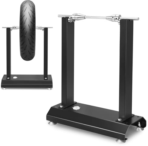 FIVMEN Máquina de equilibrado de ruedas para motocicletas con 4 patas de apoyo y nivel de agua, máquina de equilibrado de ruedas, negro 40x20x50 cm