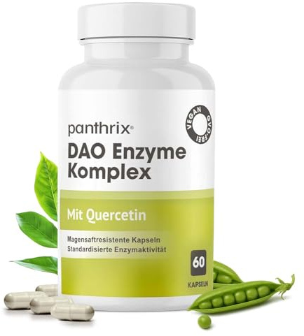 Capsule di Enzima DAO Vegane con Quercetina | 60 Capsule Gastroresistenti da Germogli di Pisello | Rilascio Mirato nell'Intestino e Alta Tollerabilità | Attività DAO Bilanciata | Testato in Laboratori