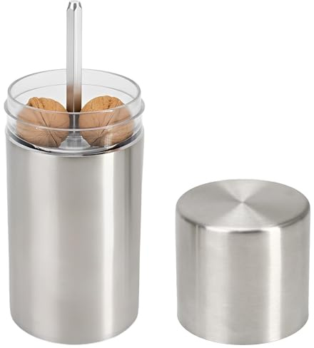 Nutmeg Grinder Mill with Storage Container – Professional Manual Hand Crank Stainless Steel Grater & Sharp Blade Whole Pepper Nut Chopper and Hard Spice Grinder for Ginger, Rock Salt, Peppercorn