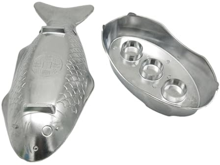 Varm kruka set med fisktallrik - thailändsk stil aluminiumfiskskål, metallserveringstablett för asiatisk mat, grill- och familjerätter, design