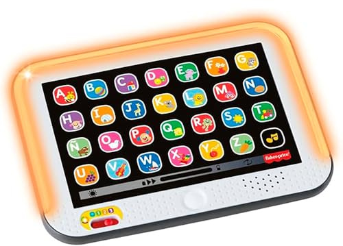 Fisher-Price Laugh & Learn Tablet Stages Inteligente, spanska spanska | Leksaksdator, pedagogiska sånger och fraser, lampor, spädbarn och barn 1+ år, JNH91