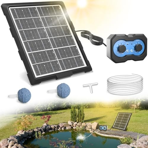 Pompe à air solaire oxygénateur pour étang, bouton de rotation simple, aérateur solaire pour étangs extérieurs avec fonction de minuterie, pour jardin, aquarium, piscine, étang de pêche
