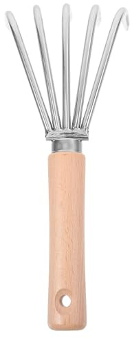 Rastrillo con Mango Corto de Acero Inoxidable Pequeño para Jardinería