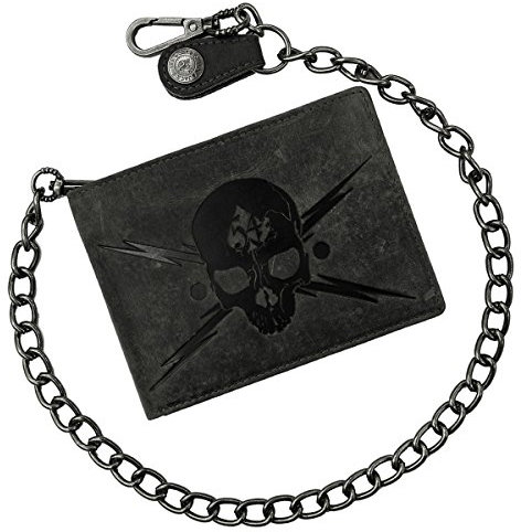 JACK'S INN 54 Geldbörse - Absinth Bikerbörse mit Kette im Querformat in schwarz