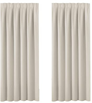 BellaHills Blackout Curtains 2 Panels Set Thermal Insulated Solid Pencil Pleat Window Treatment Pair for Bedroom, Living Room, W90 x D72, Cream Beige