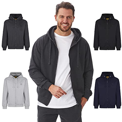 Iron Mountain Felpa Uomo con Zip e Cappuccio Fleece – Hoodie Cotone con Cerniera e Tasca Marsupio, Sweatshirt Workwear Sport e Uso Quotidiano (Carbone, L)