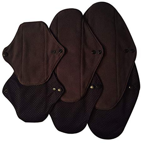 AUSVERKAUF! Wiederverwendbare Binden mit Bambuskohle-6er Pack-Waschbare, rutschfeste und größenverstellbare Menstruationspads für leichte, mittlere und starke Perioden + Aufbewahrungstasche