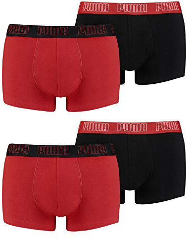 Puma Herren Shortboxer Unterhosen Trunks 4er Pack, Wäschegröße:XL, Artikel:-002 red/Black