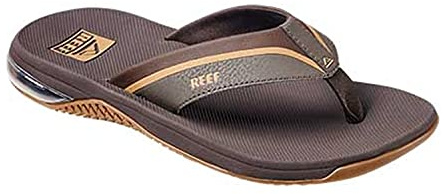 Reef Anchor Mens Beach Flip Flop, Water Friendly, Cushioning Heel Airbag, Brown/Gum, 9