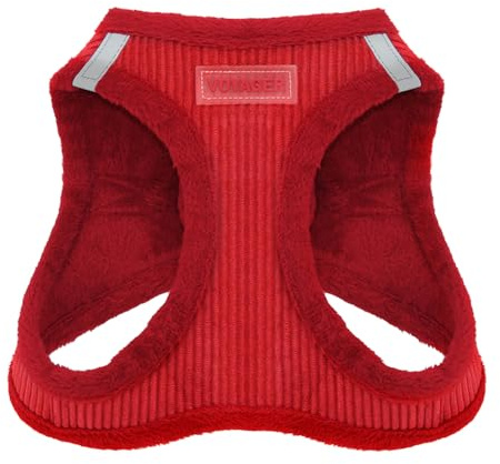 Voyager Step-In Plüsch-Hundegeschirr by Best Pet Supplies - Step-In-Westengeschirr für kleine und mittelgroße Hunde, Weicher Plüsch, Roter Kordr, size M - Brust 40- 45 cm
